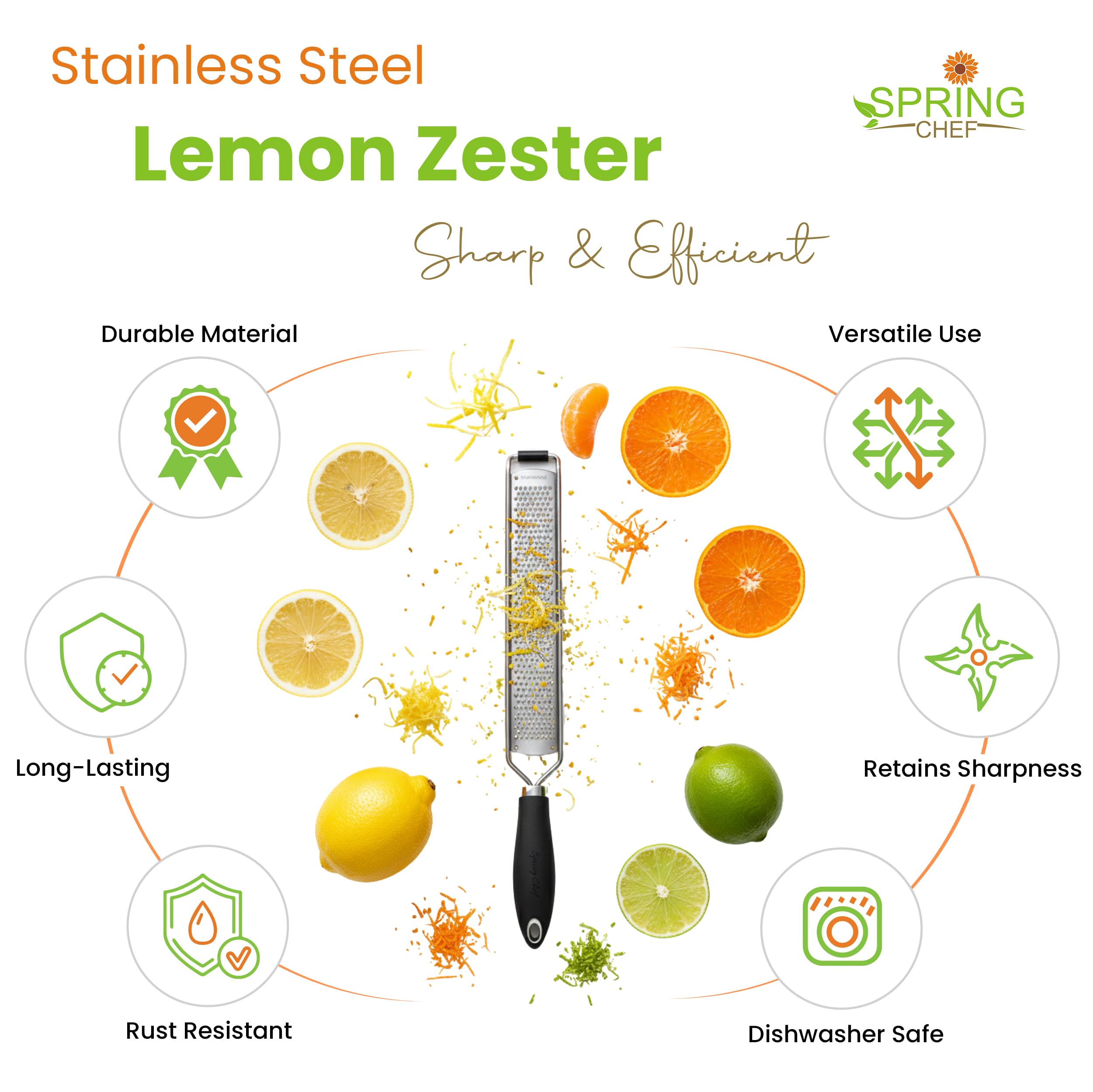 Spring Chef zester blade close-up showing razor-sharp blade.