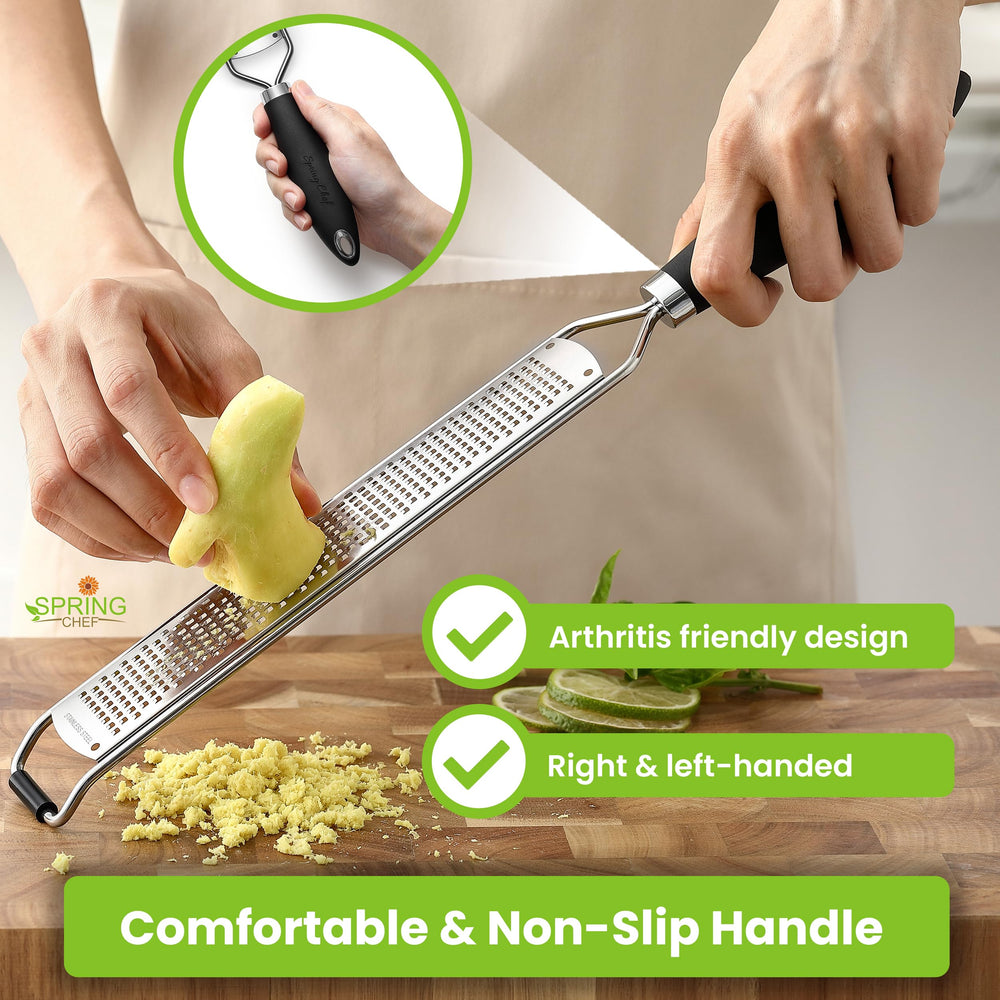 Spring Chef zester with ergonomic handle for comfortable grip during zesting.