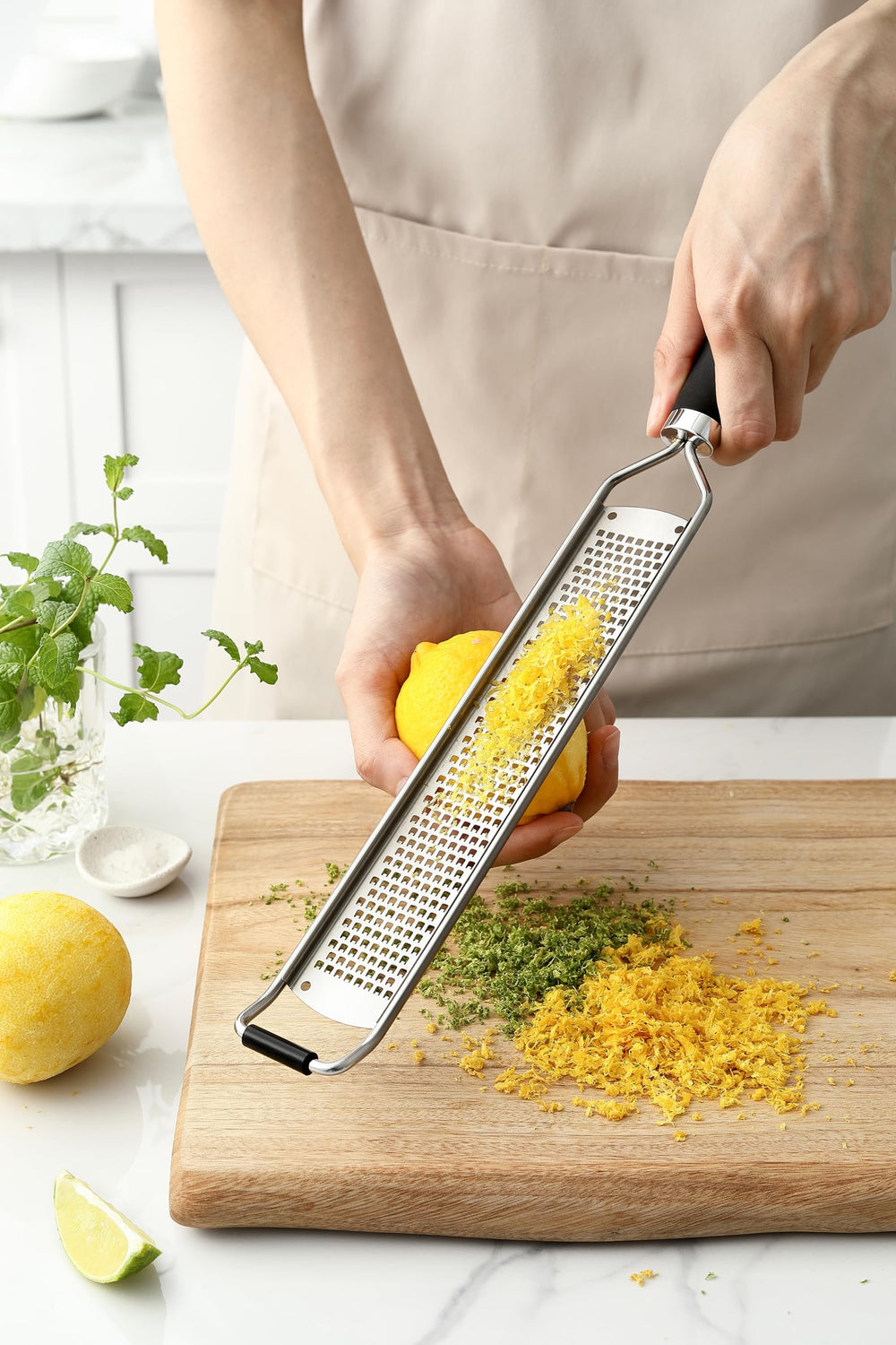 Spring Chef zester Parmesan grating for fine, even shreds.
