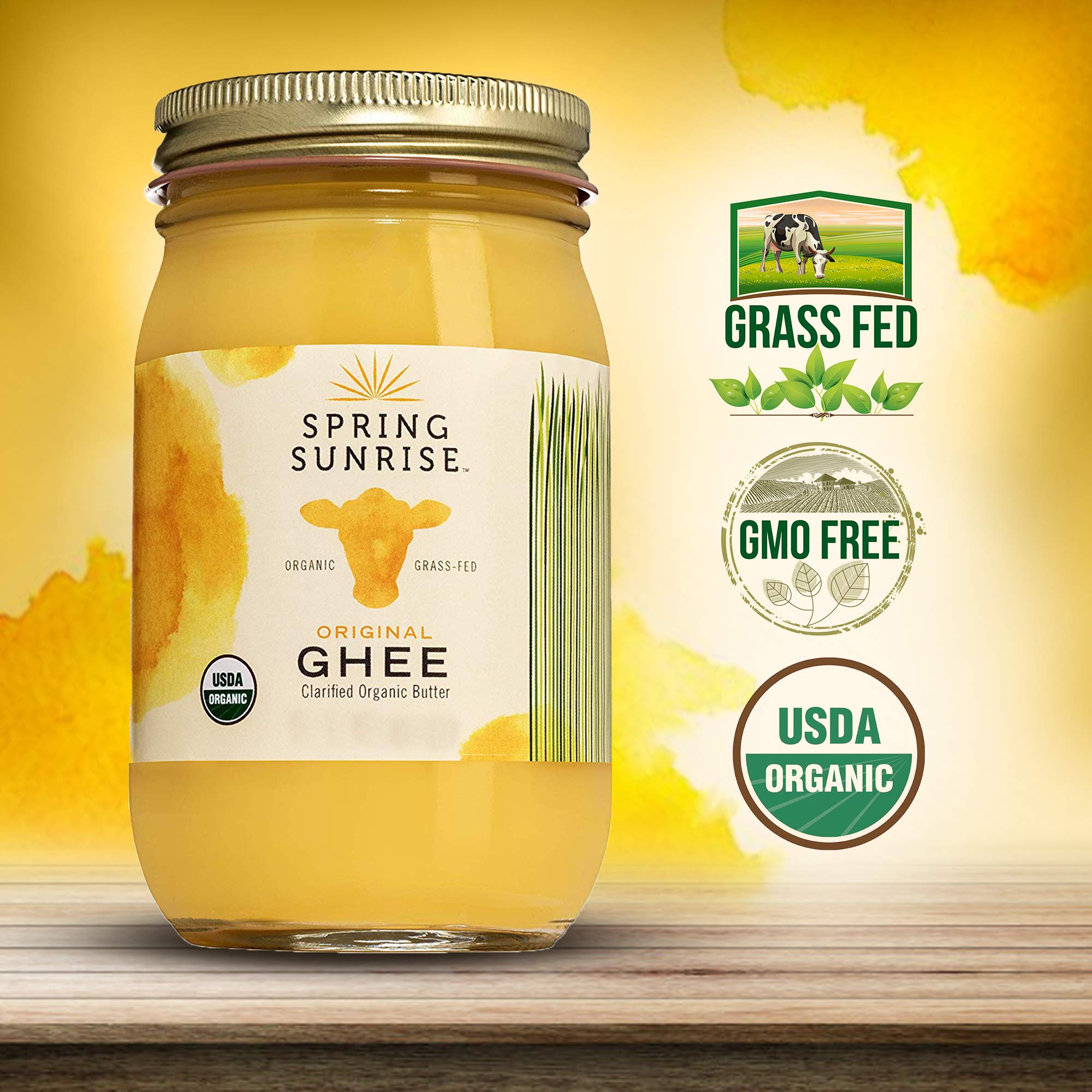 Spring Sunrise ghee pour over skillet showcasing smooth melting.