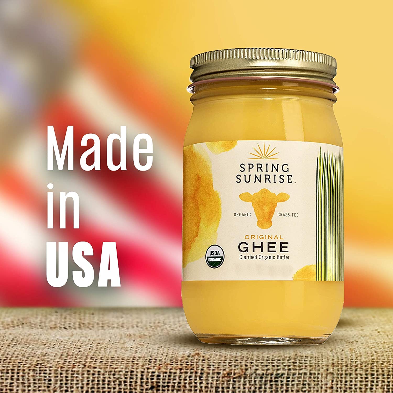 Spring Sunrise shelf-stable ghee bottle ready for months.