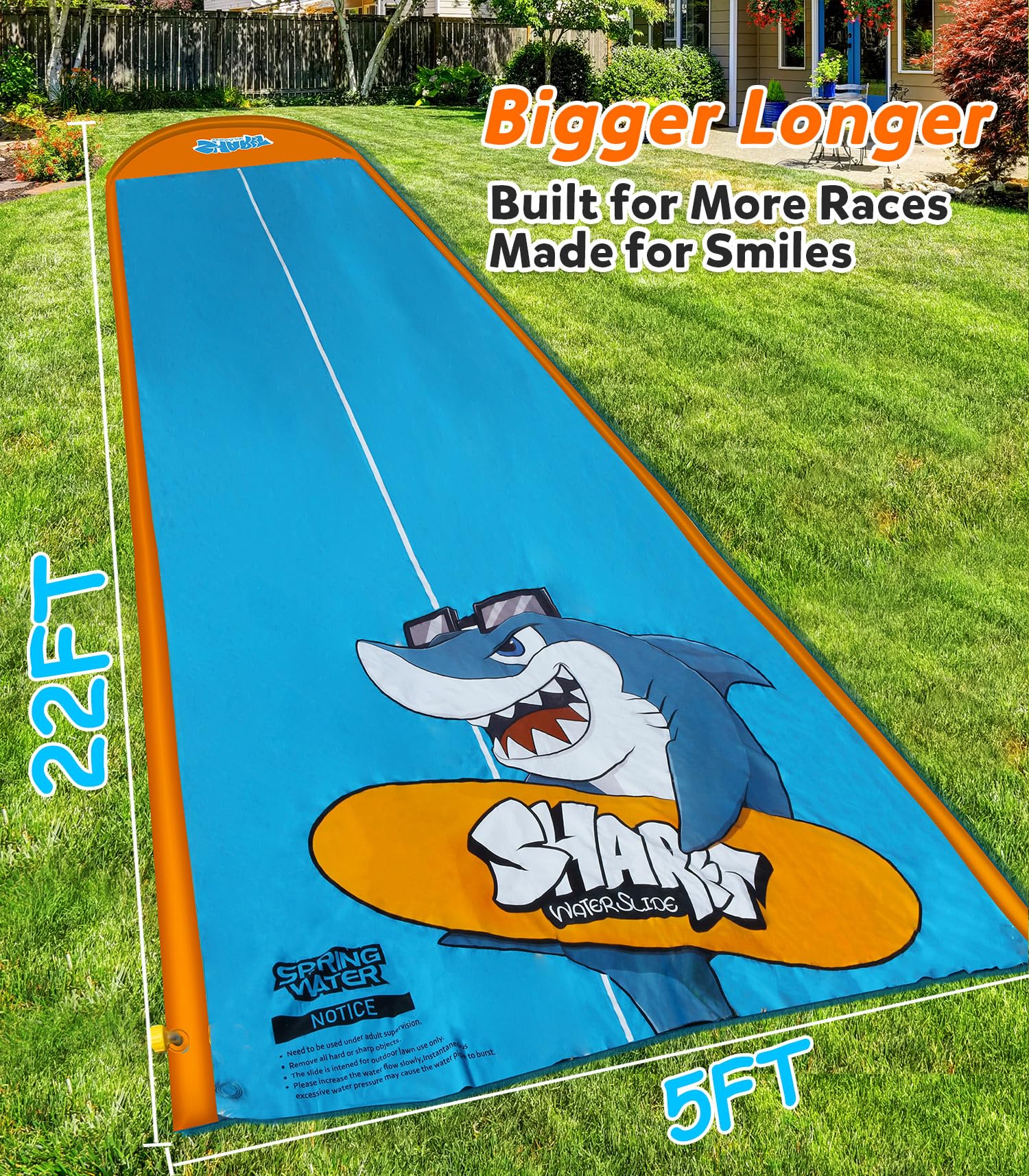 Spring Water slip-and-water-slide setup in progress shows easy water-pipe connection.