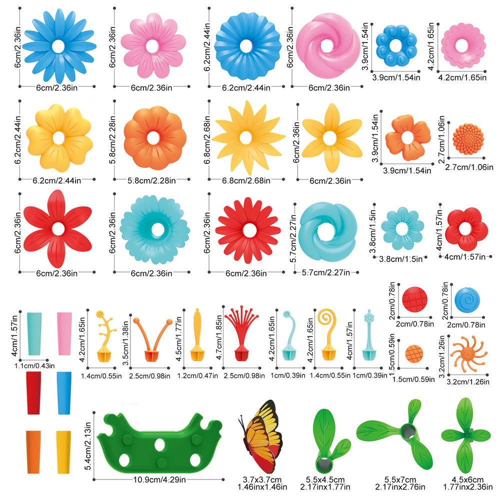 SpringFlower build-a-bouquet pieces let kids craft diverse flower arrangements.