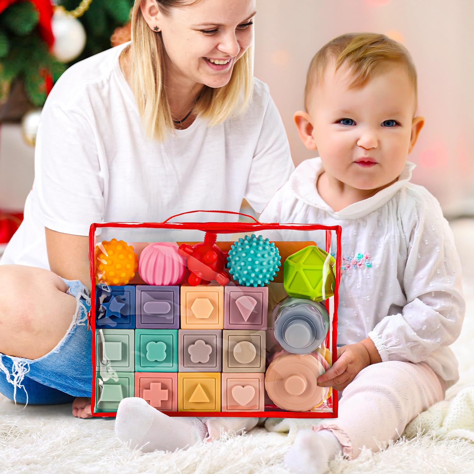 SpringFlower colorful blocks help with shape and color recognition during play.