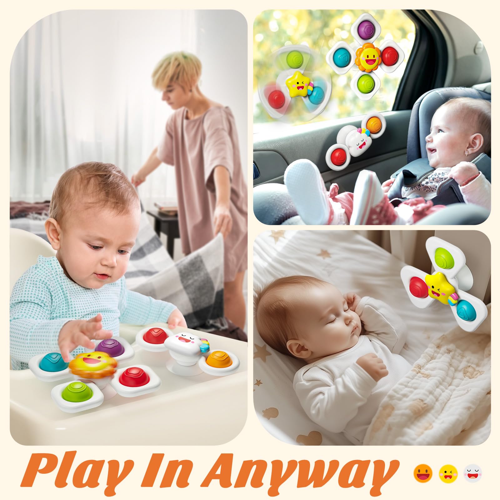 SpringFlower colorful spinner rotates smoothly to support visual tracking and focus