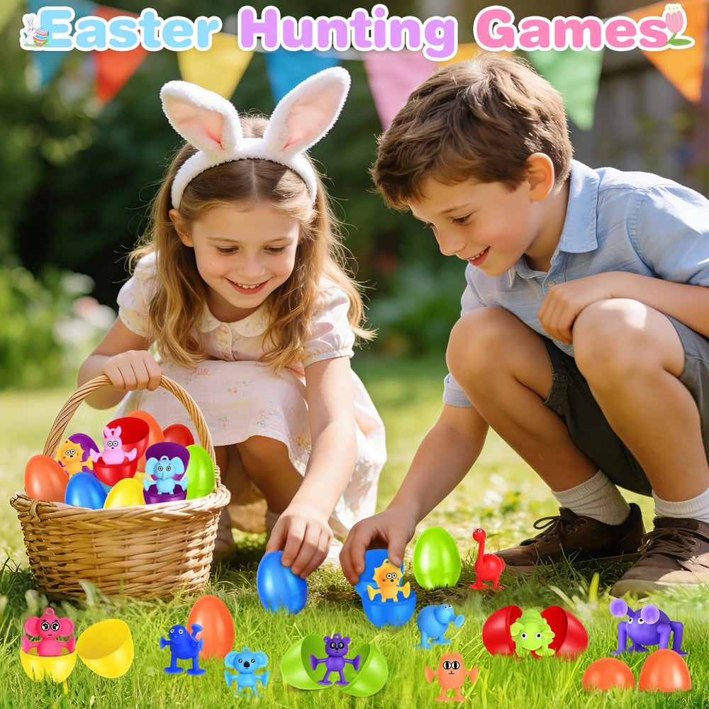 SpringFlower Easter basket fillers with bright eggs and suction toy kits