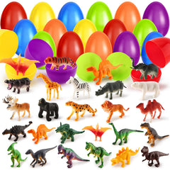 SpringFlower Easter Egg Filled with Animal Dinosaurs reveals 24 dinosaur toys for kids' egg hunts.