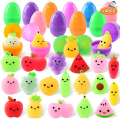 SpringFlower 24-pack Easter eggs with squishy toys for colorful basket fillers