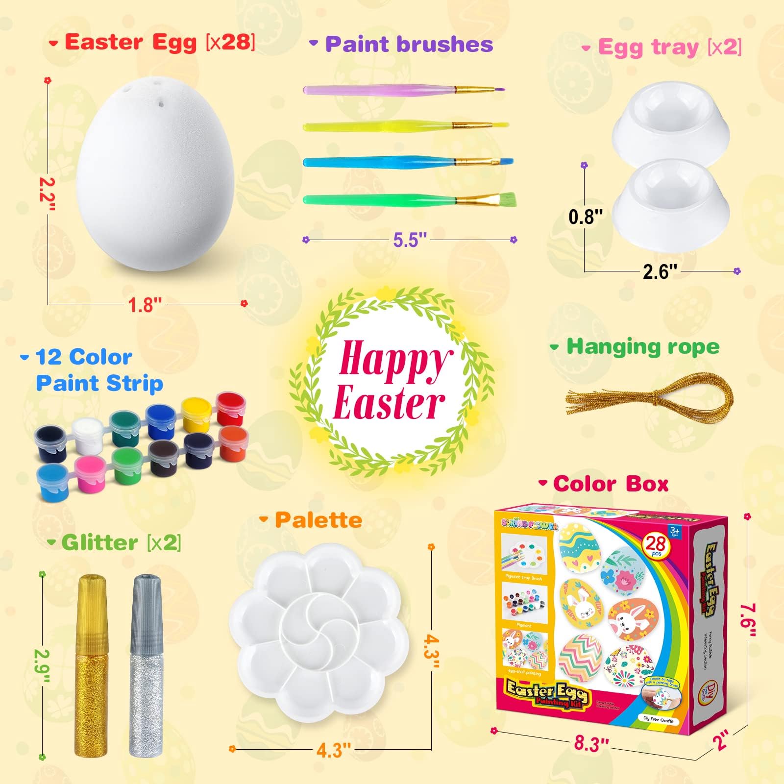 SpringFlower flocking eggs with rope ready for easy Easter crafts