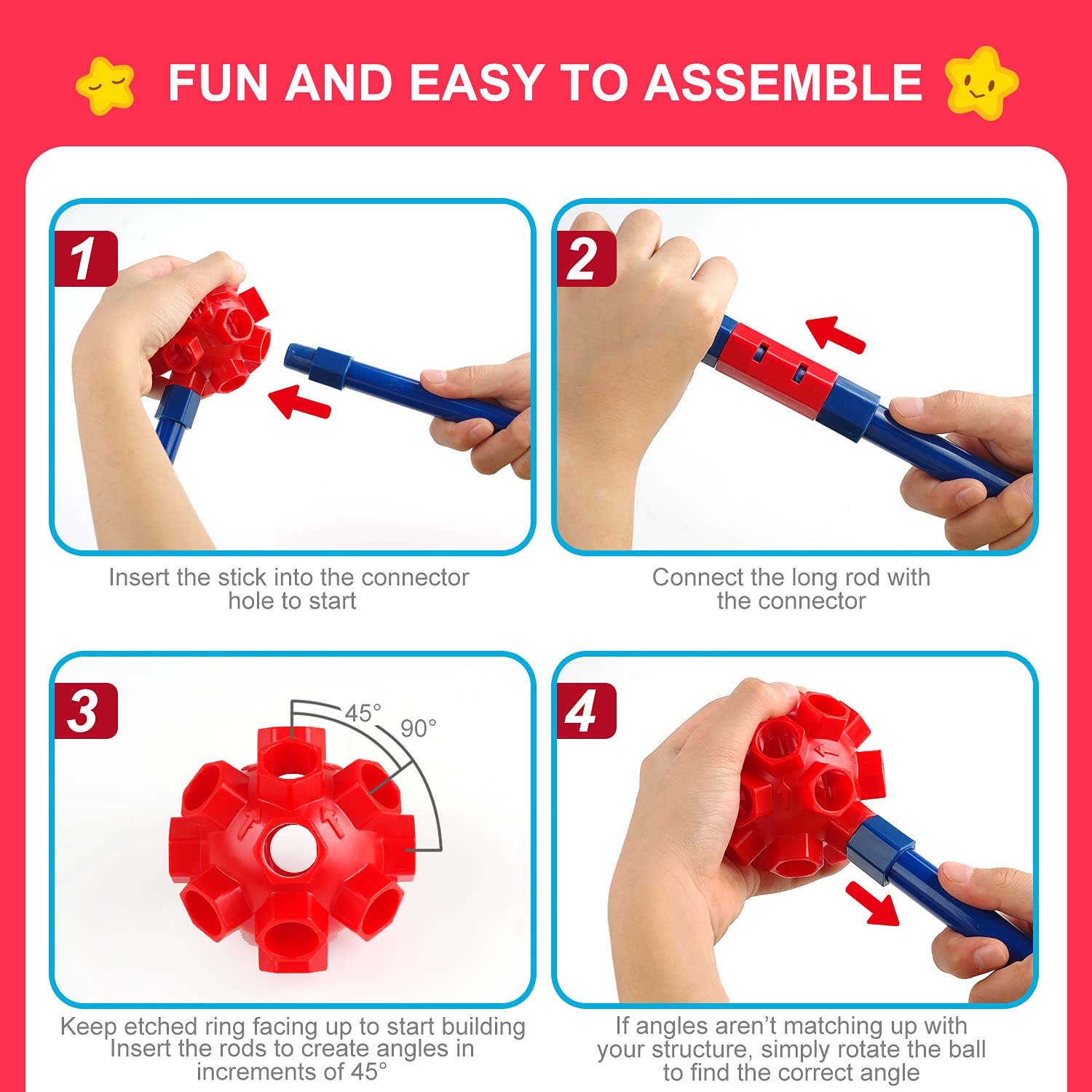 SpringFlower Fort Building Kit with 46 extend connectors for secure connections.