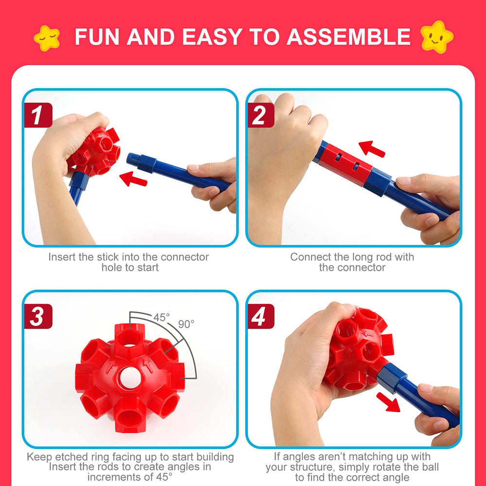 SpringFlower Fort Building Kit with 46 extend connectors for secure connections.