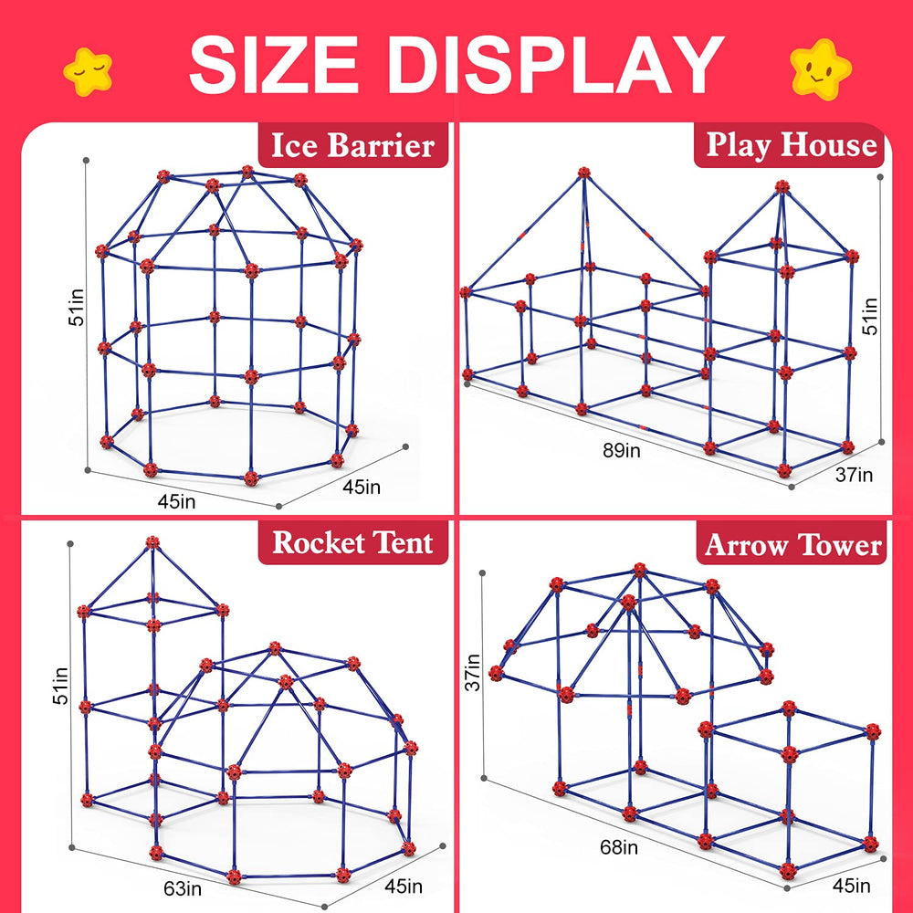 SpringFlower Fort Building Kit showing 64 long rods for versatile designs.