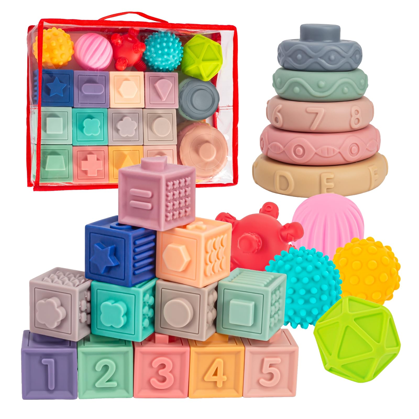 SpringFlower Montessori blocks support early motor skills with colorful stacking play.
