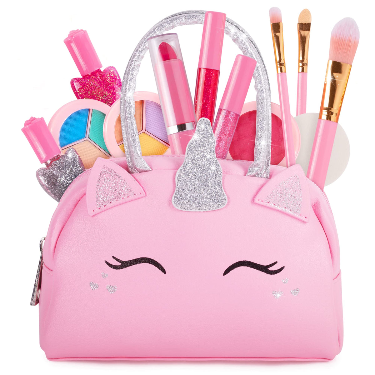 Sprinkles Toyz unicorn purse makeup kit for imaginative play with washable colors.