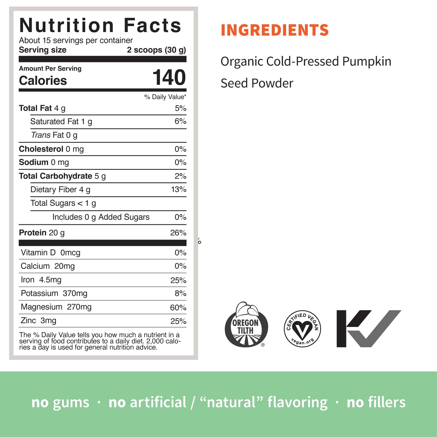 Sprout Living pumpkin seed protein powder pouring into a glass for smoothies.