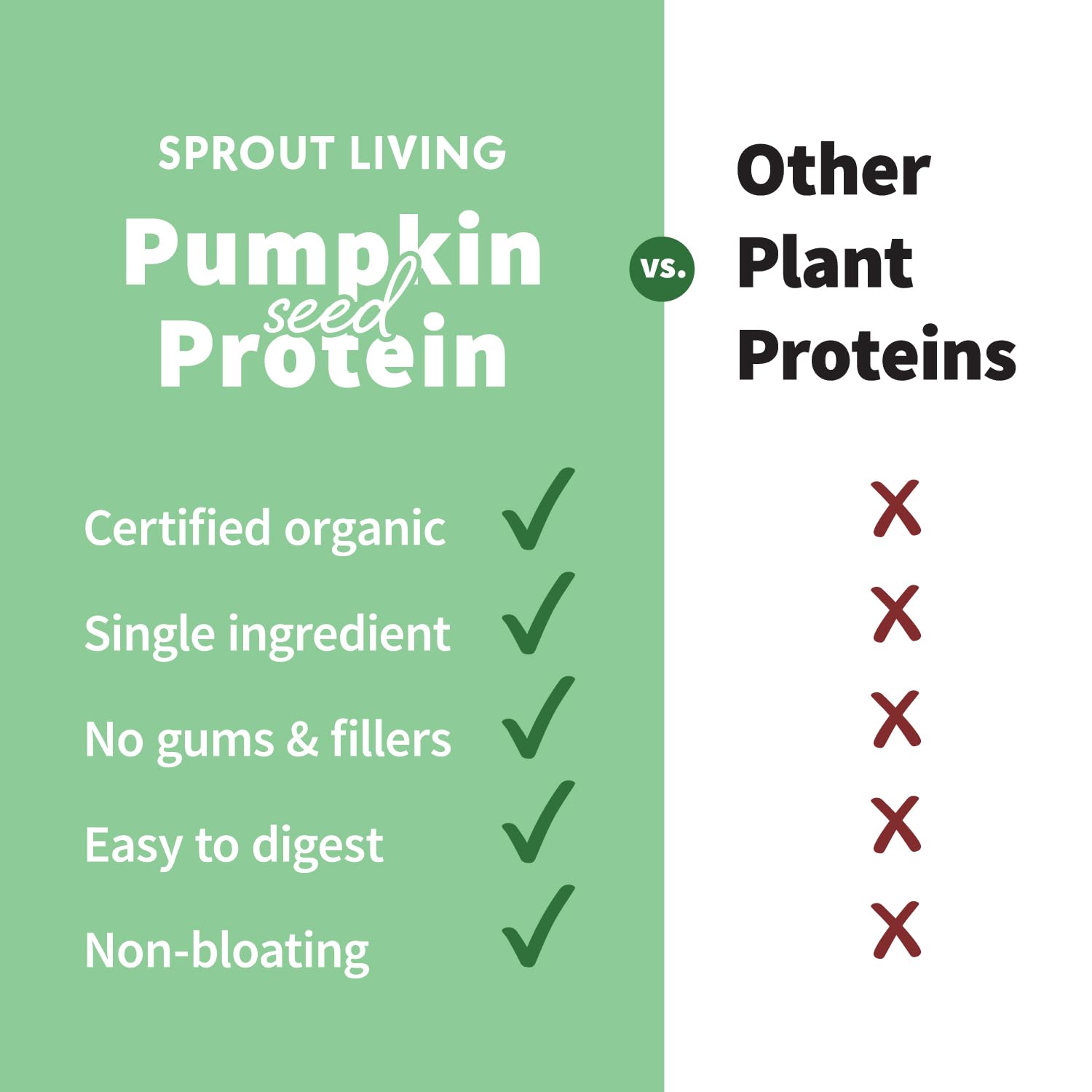 Sprout Living pumpkin seed protein scoop for quick vegan protein boosts.