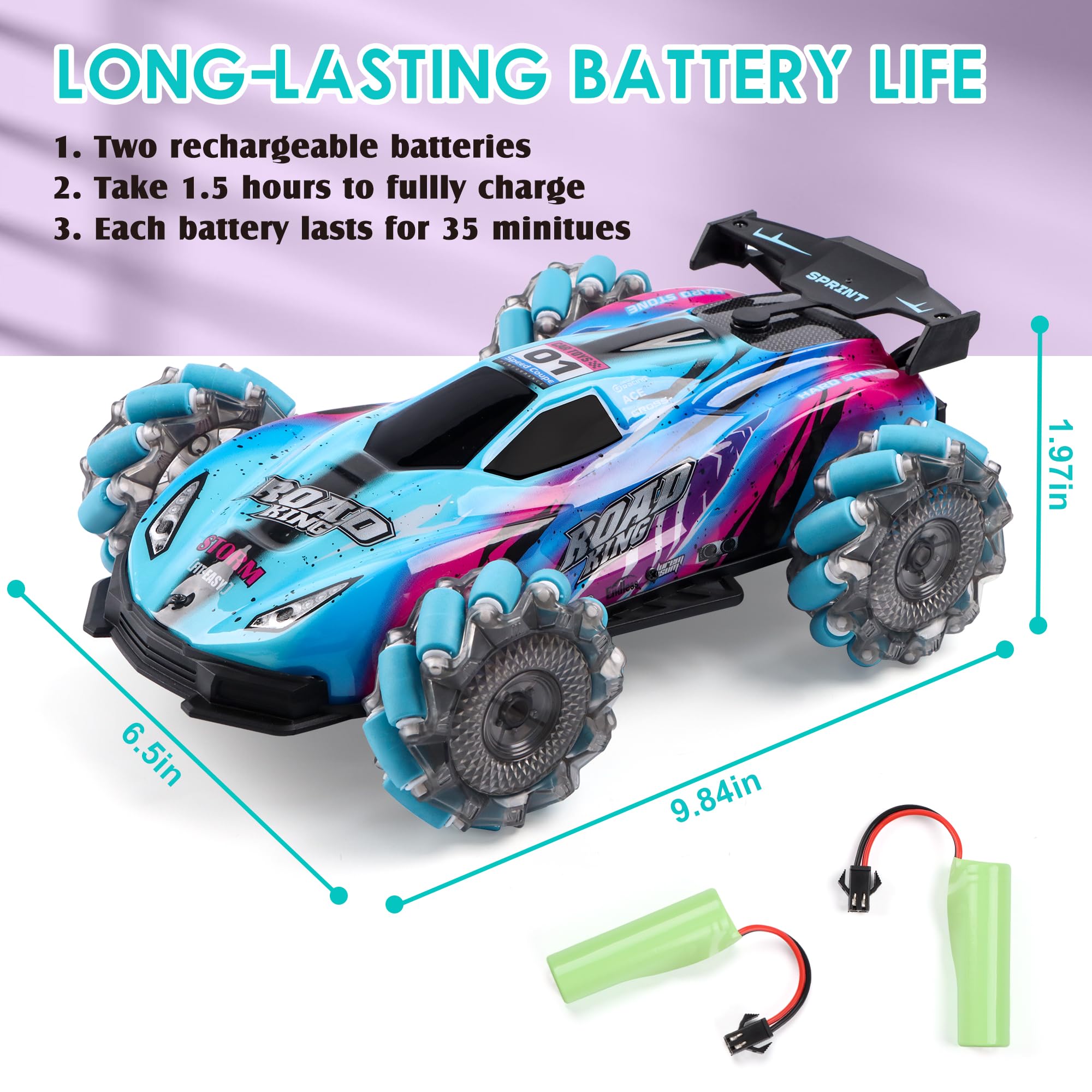 SPRSHY RC stunt car interference-free racing supports multiplayer fun at home.