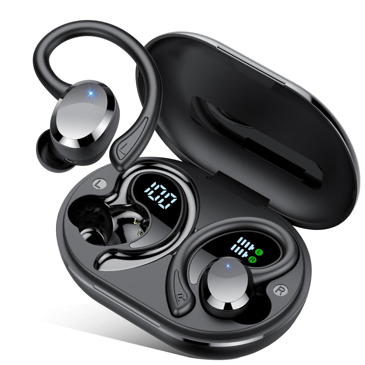 Sprtoybat Wireless Earbuds with LED display for quick battery checks during workouts