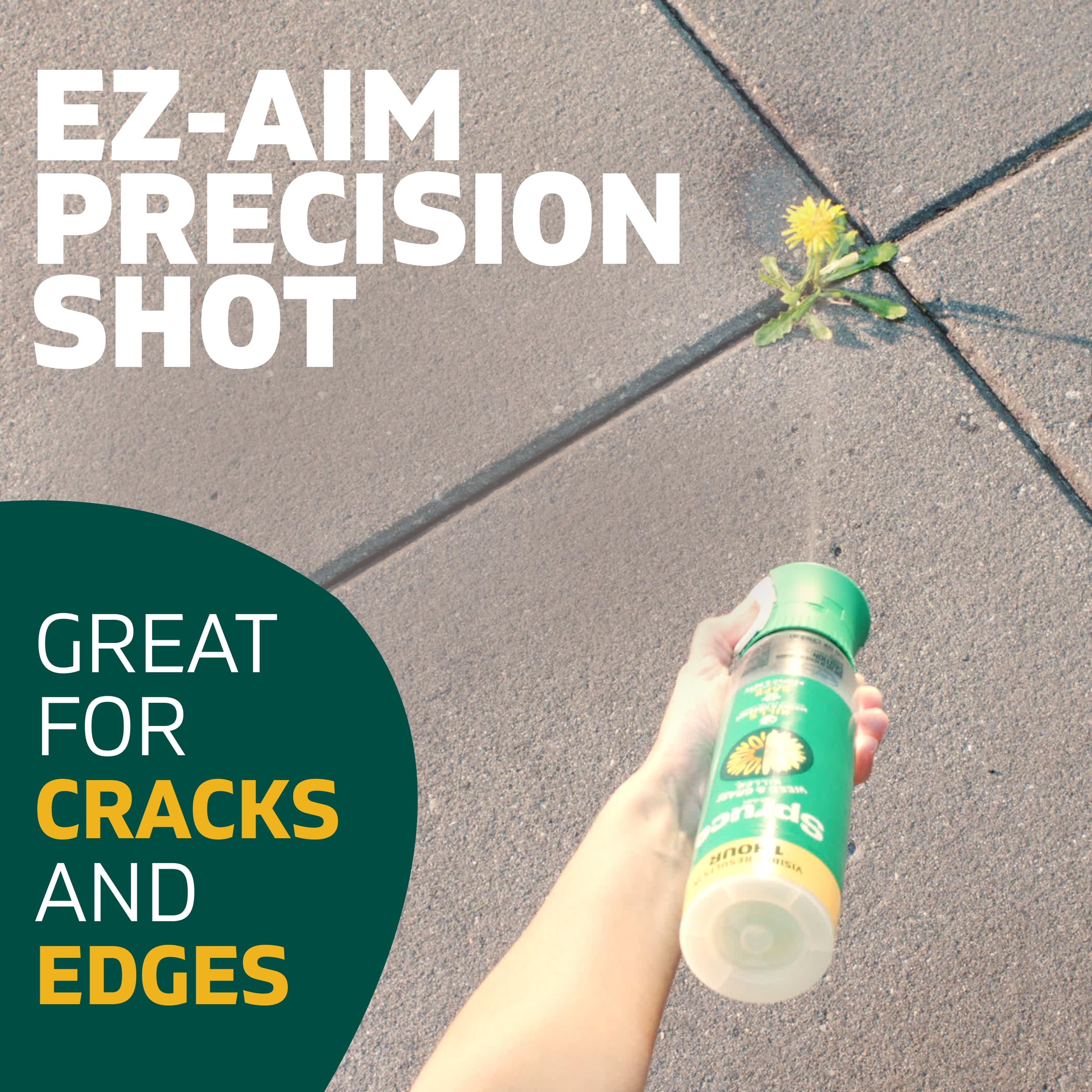 Spruce EZ-AIM spot-treats weeds in cracks for targeted results.