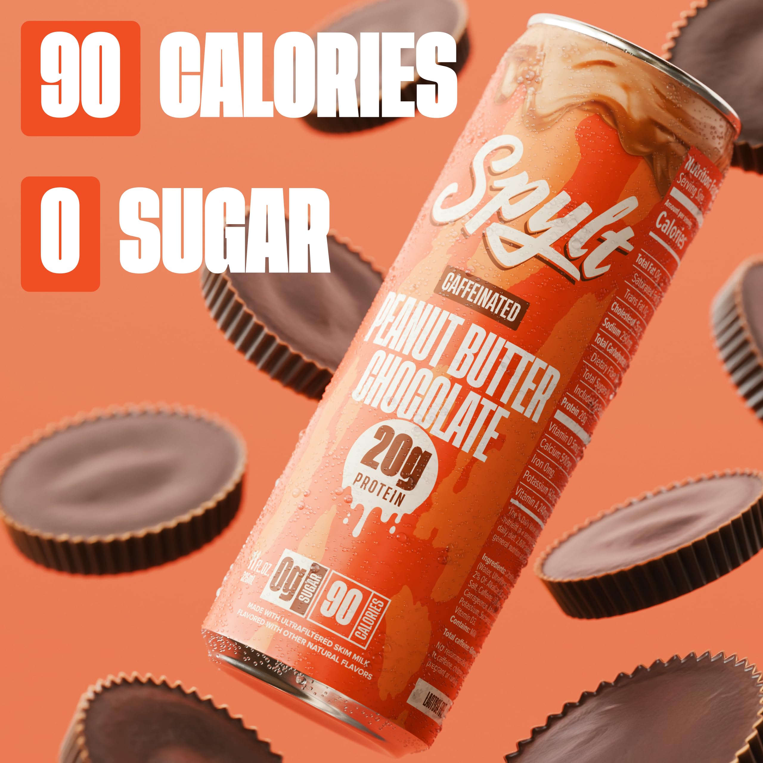 Spylt caffeinated protein milk image conveys refreshing ice-cold option after workouts.