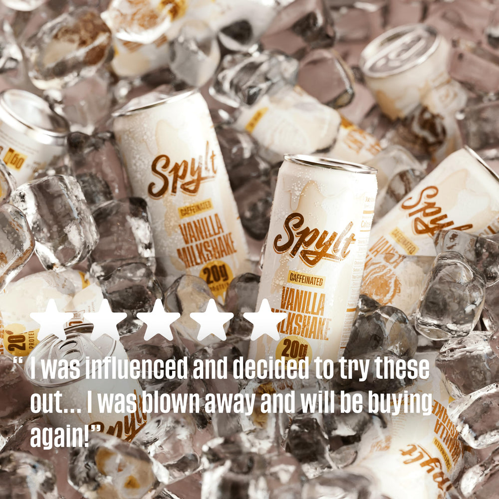 Spylt ready-to-drink milkshake in fridge signals grab-and-go nutrition.