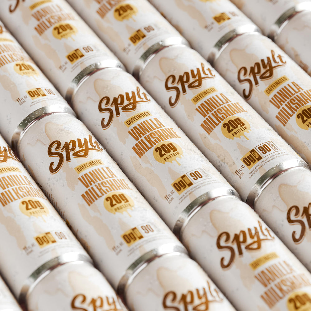Spylt vanilla milkshake ready-to-drink bottle with open cap ready to enjoy.
