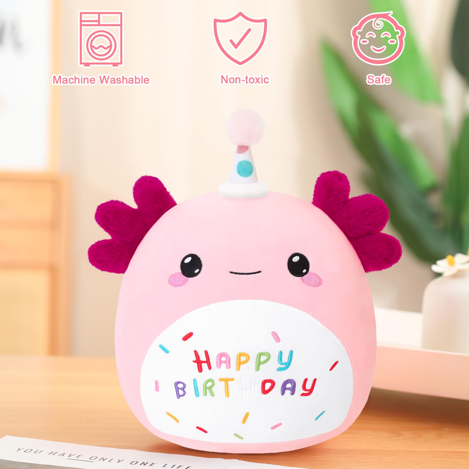 SQEQE Axolotl plush ready for gifting and celebration