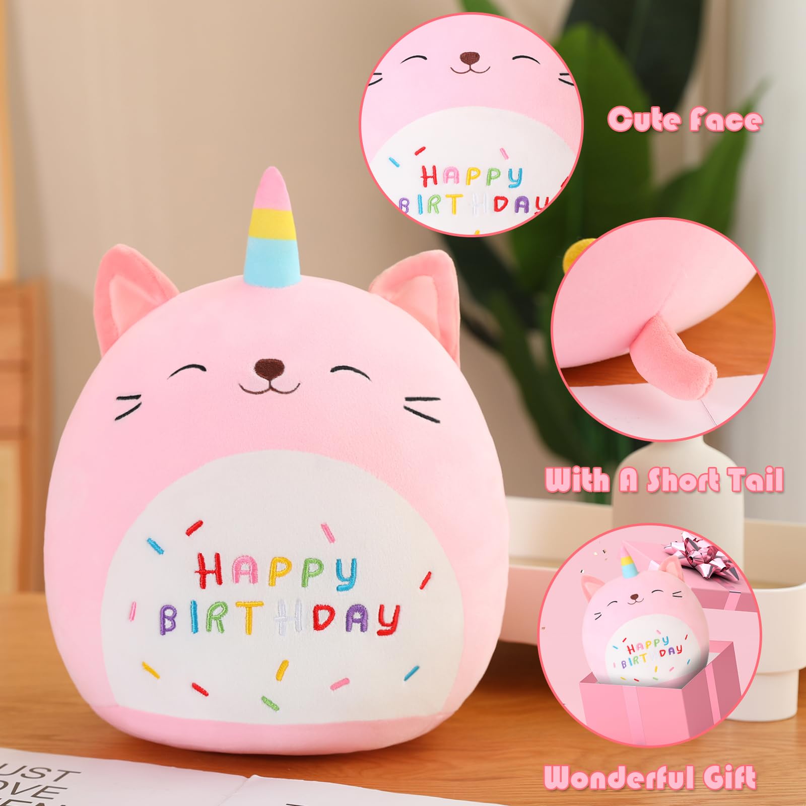 SQEQE Unicorn Cat Plush face close-up, ultra-soft texture for hugs