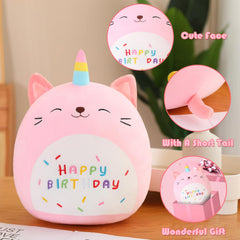 SQEQE Unicorn Cat Plush face close-up, ultra-soft texture for hugs
