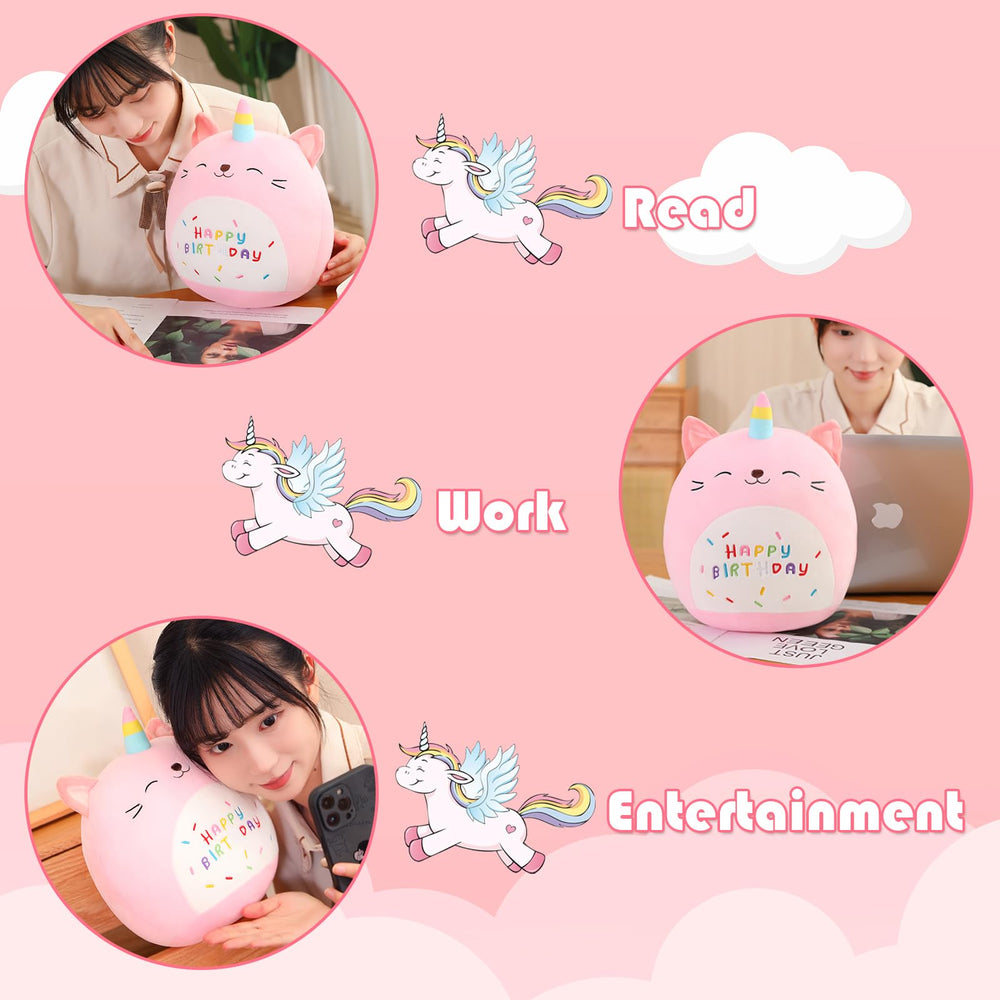 SQEQE Unicorn Cat Plush pink fabric, soft surface for gentle hugs