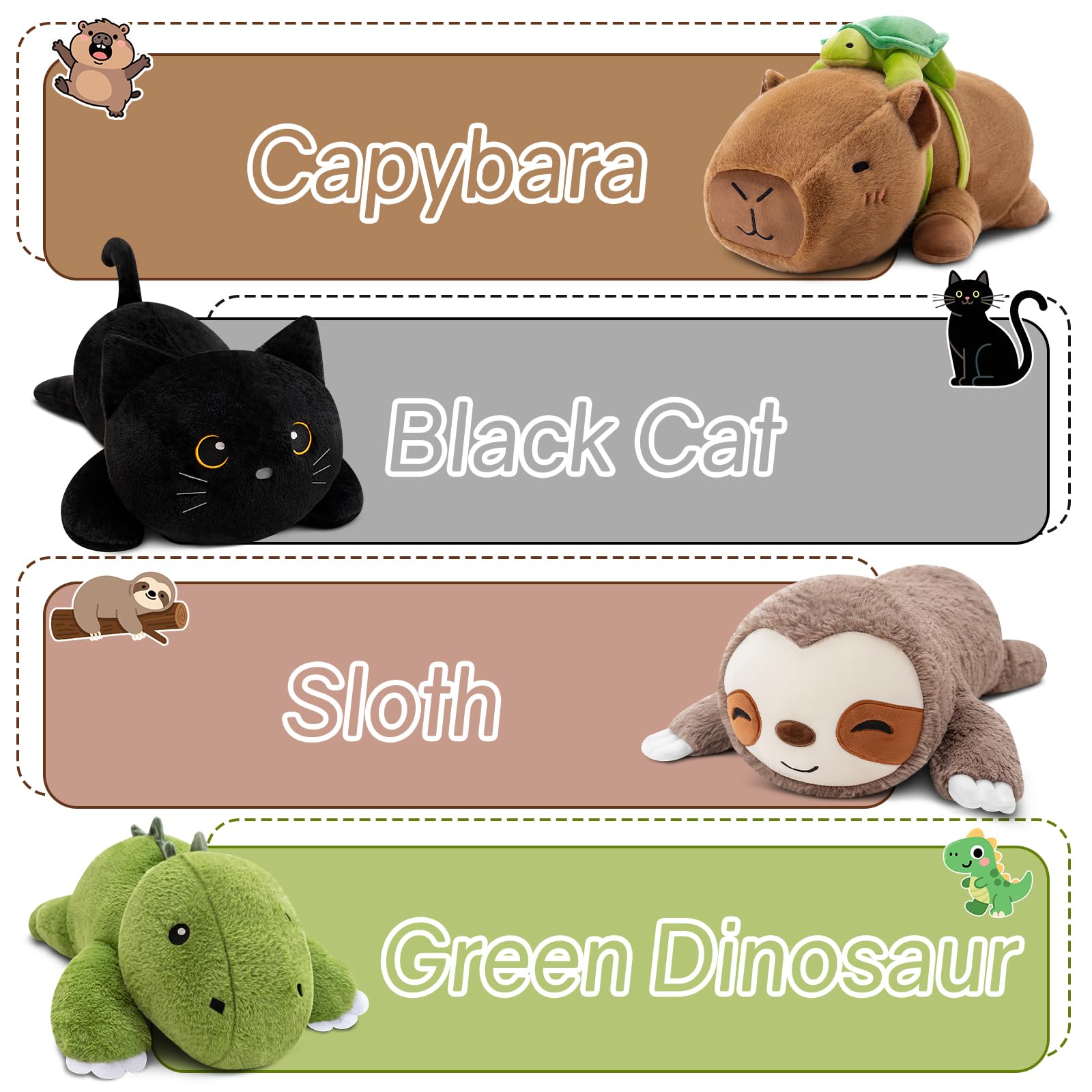 SQEQE weighted capybara plush available in multiple sizes for cuddles