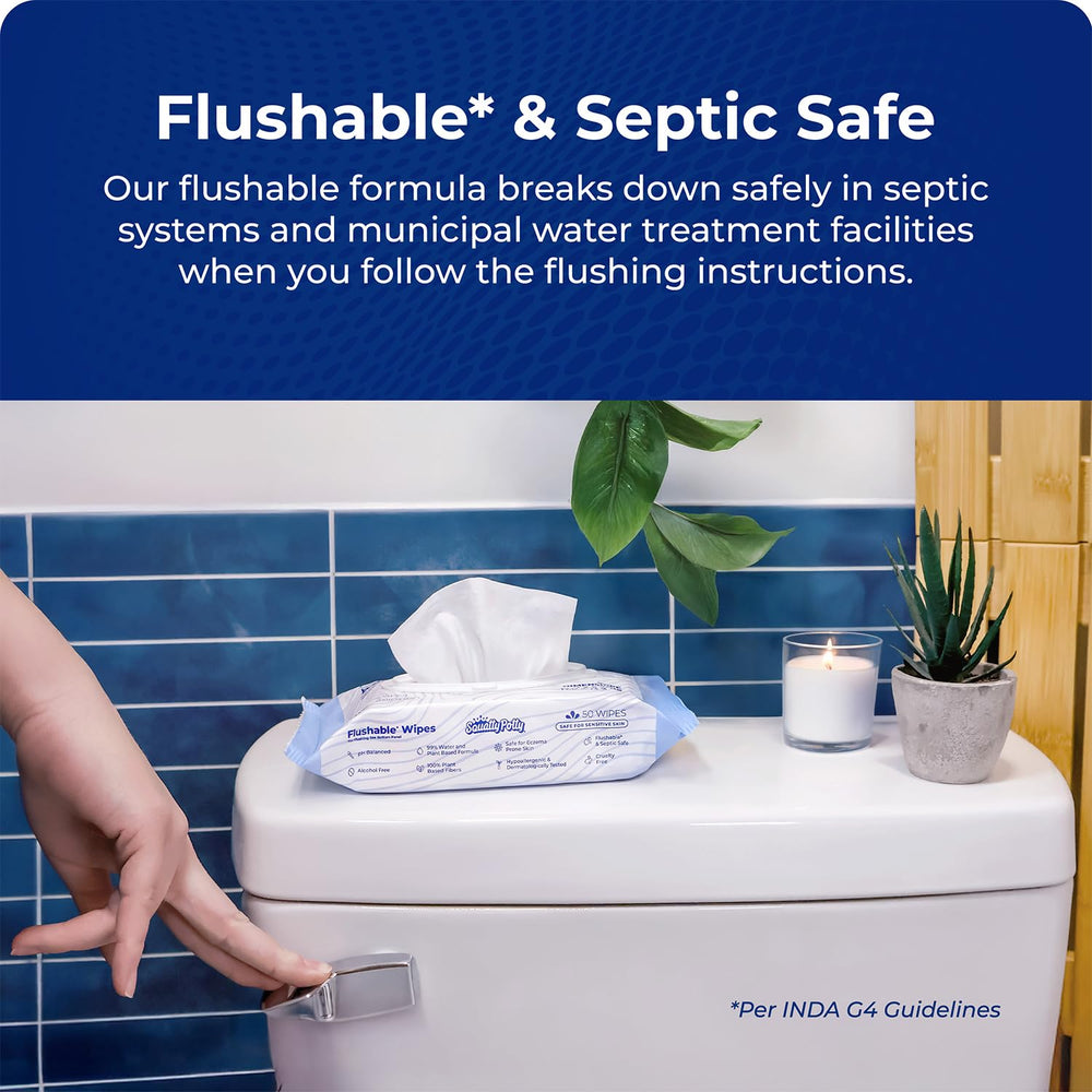 Squatty Potty wipes spa scent green tea cucumber aloe for a refreshing skin moment