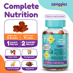 Squiggles iron gummy image highlighting iron support for healthy blood levels.