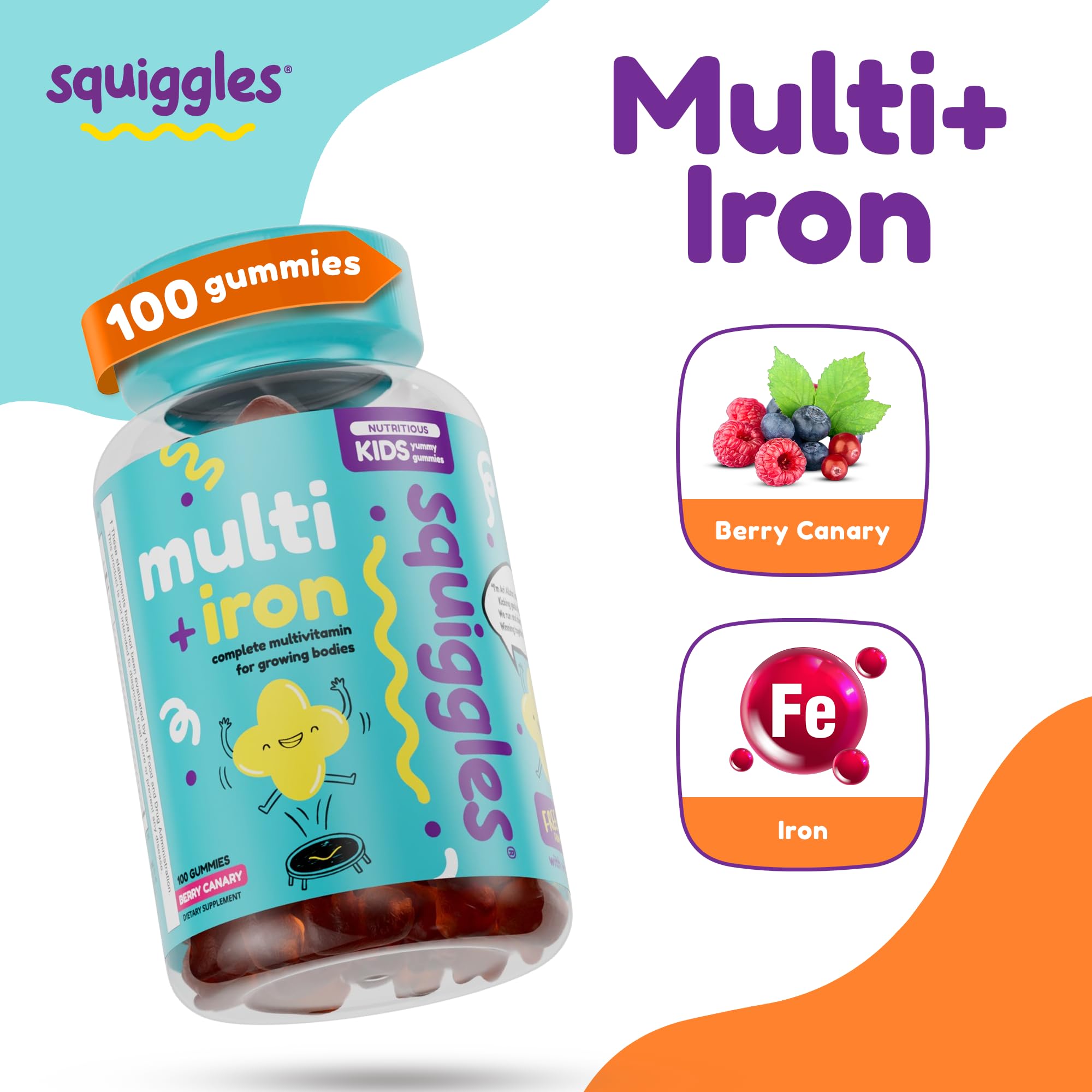 Squiggles berry-flavored gummies close-up showing chewy texture and kid-friendly taste.