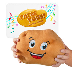 Squirrel Products Tater Toss plush being passed by kids for active indoor fun.
