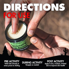 Squirrel's Nut Butter on thigh demonstrates targeted protection against chafing.