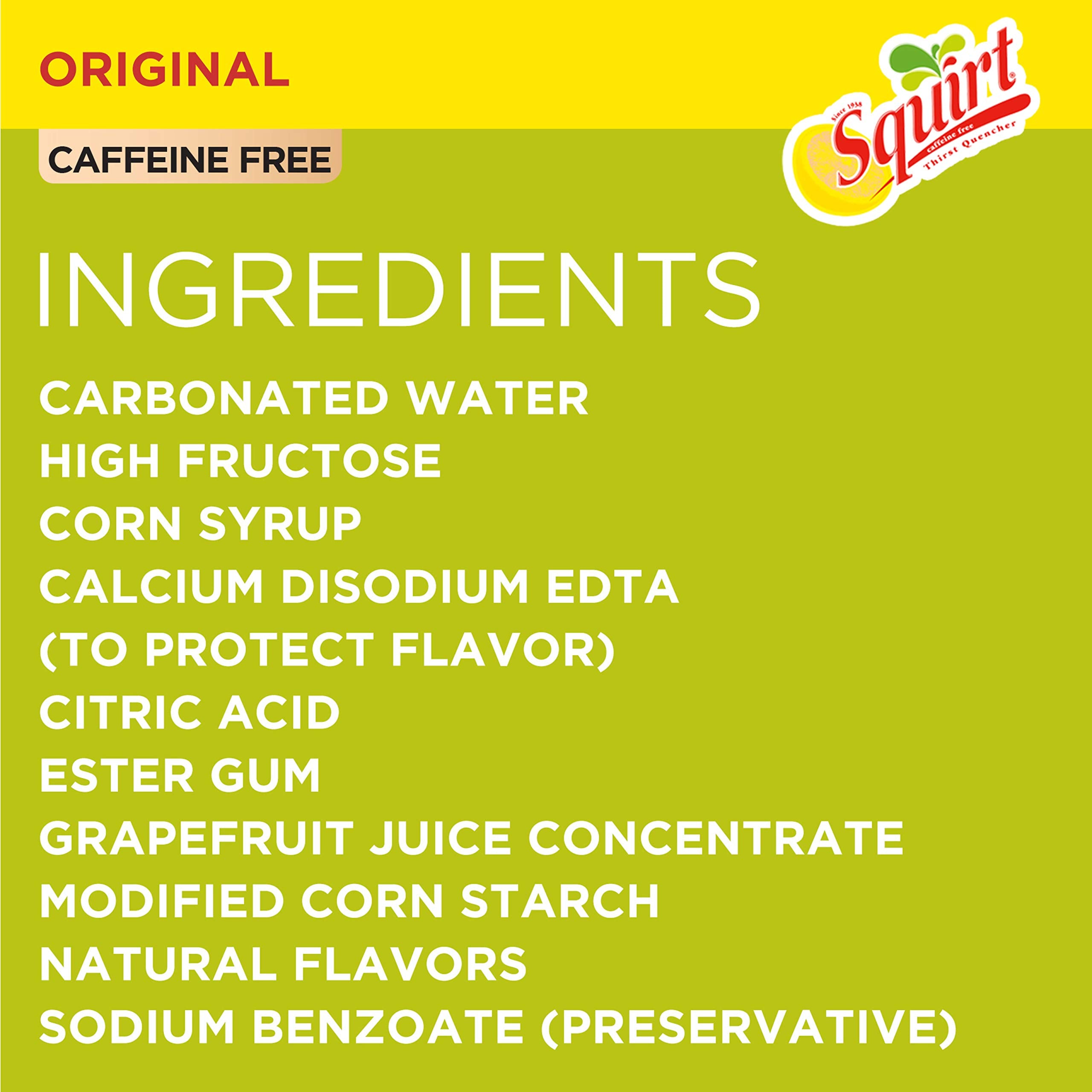 Squirt grapefruit soda can side view shows refreshing citrus taste