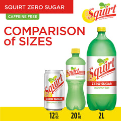 Label close-up on Squirt Zero Sugar emphasizes natural citrus flavors.