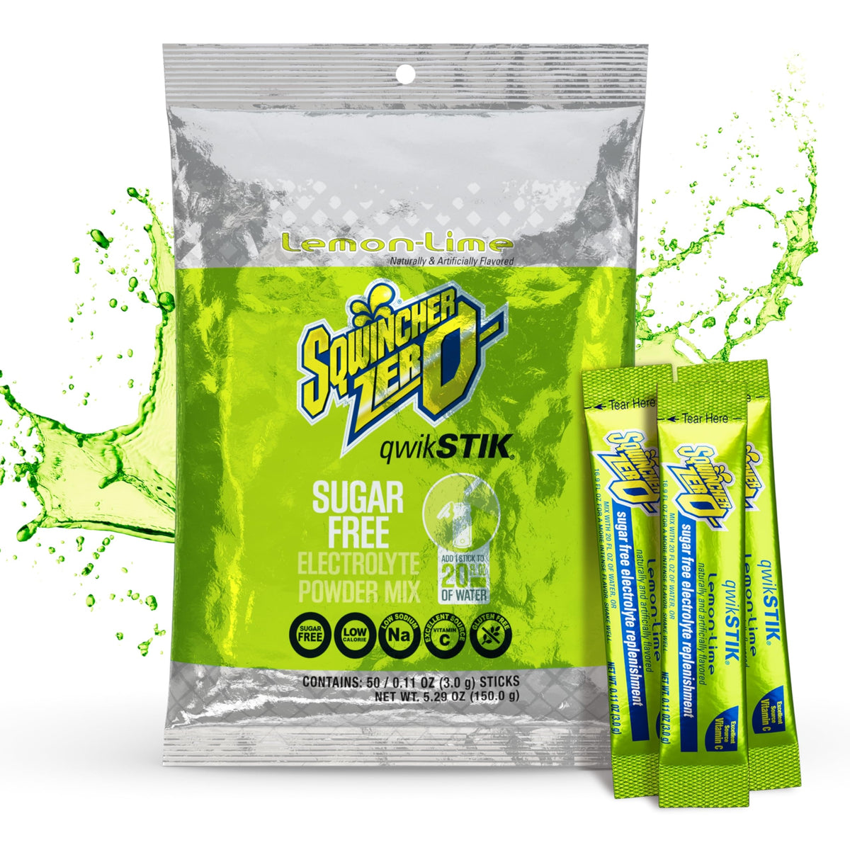Sqwincher Quik Stik Zero lemon-lime packets for on-the-go hydration