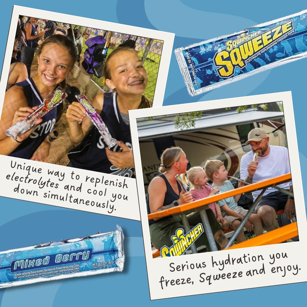 Sqwincher Sqweeze freezer pop assorted flavors for variety.
