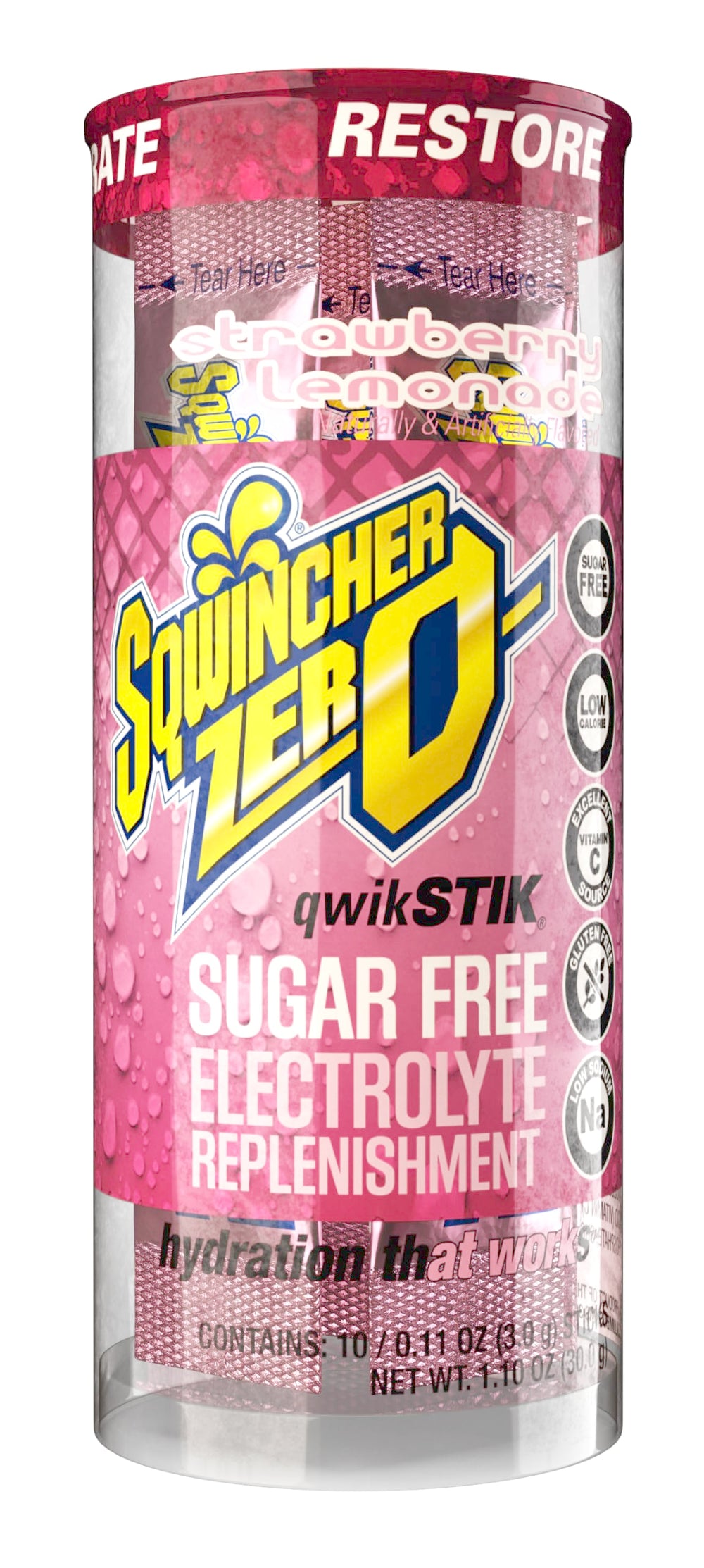 Sqwincher Zero Qwik Stik dissolving in water provides a refreshing drink.