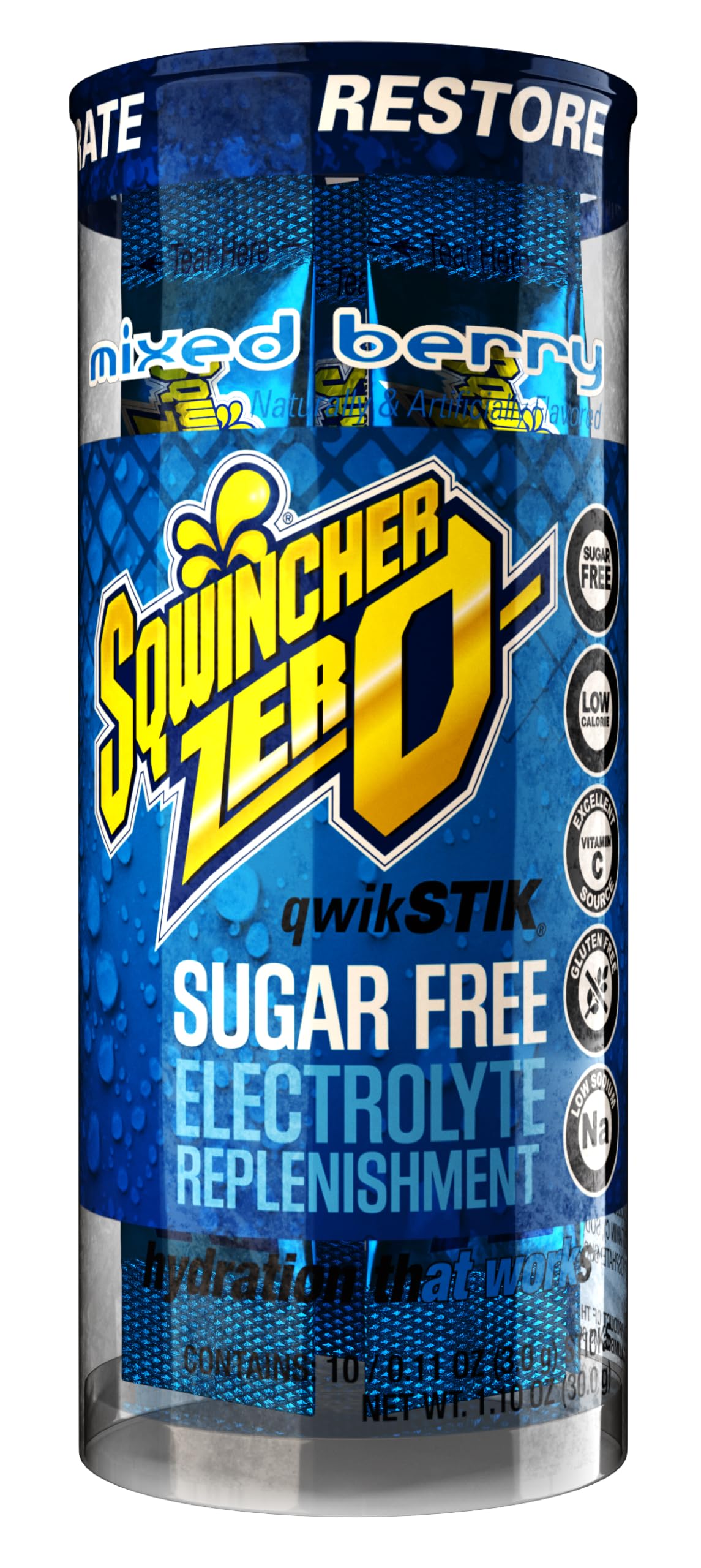 Sqwincher Zero Qwik Stik fruit punch packet offers quick electrolytes.