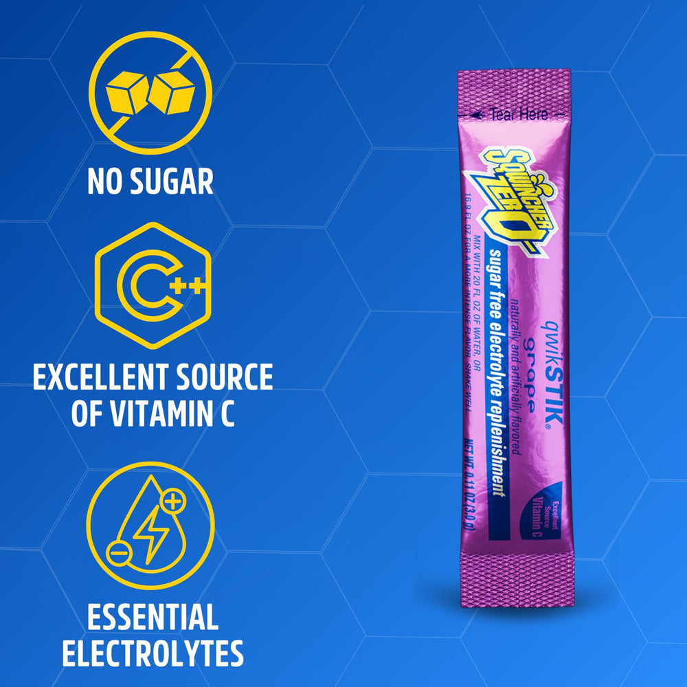 Portable Sqwincher Zero Qwik Stik packets for on-the-go hydration