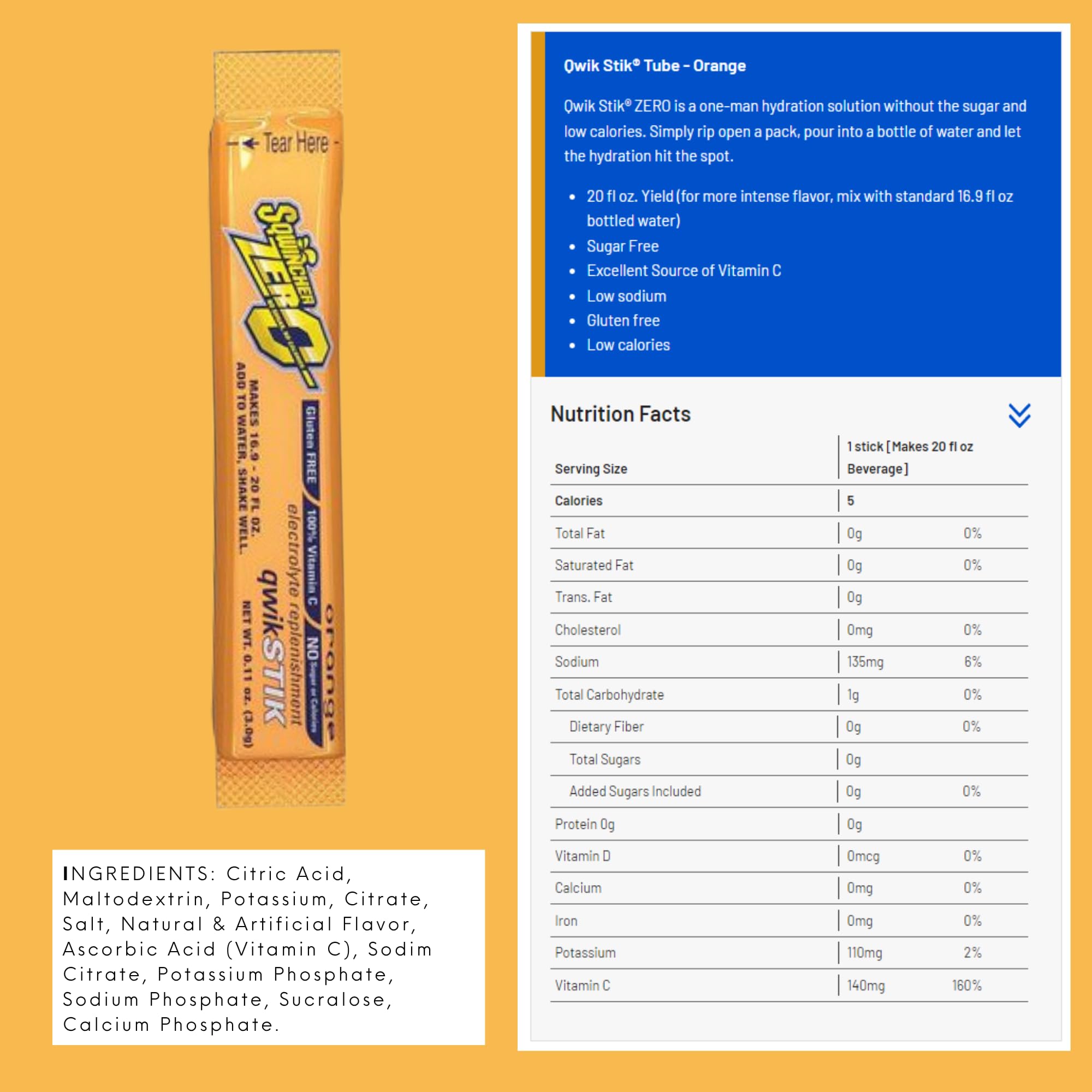 Sqwincher ZERO Qwik Stik simple sachet packaging for trips