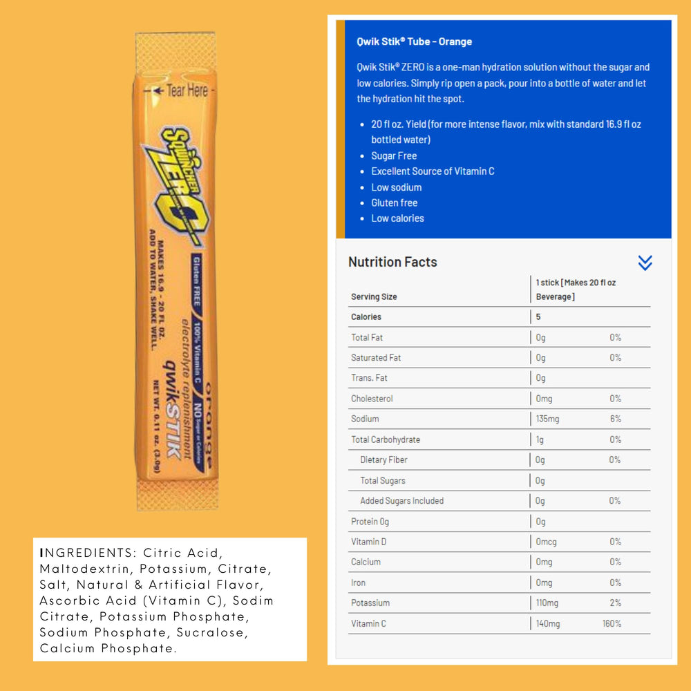 Sqwincher ZERO Qwik Stik simple sachet packaging for trips