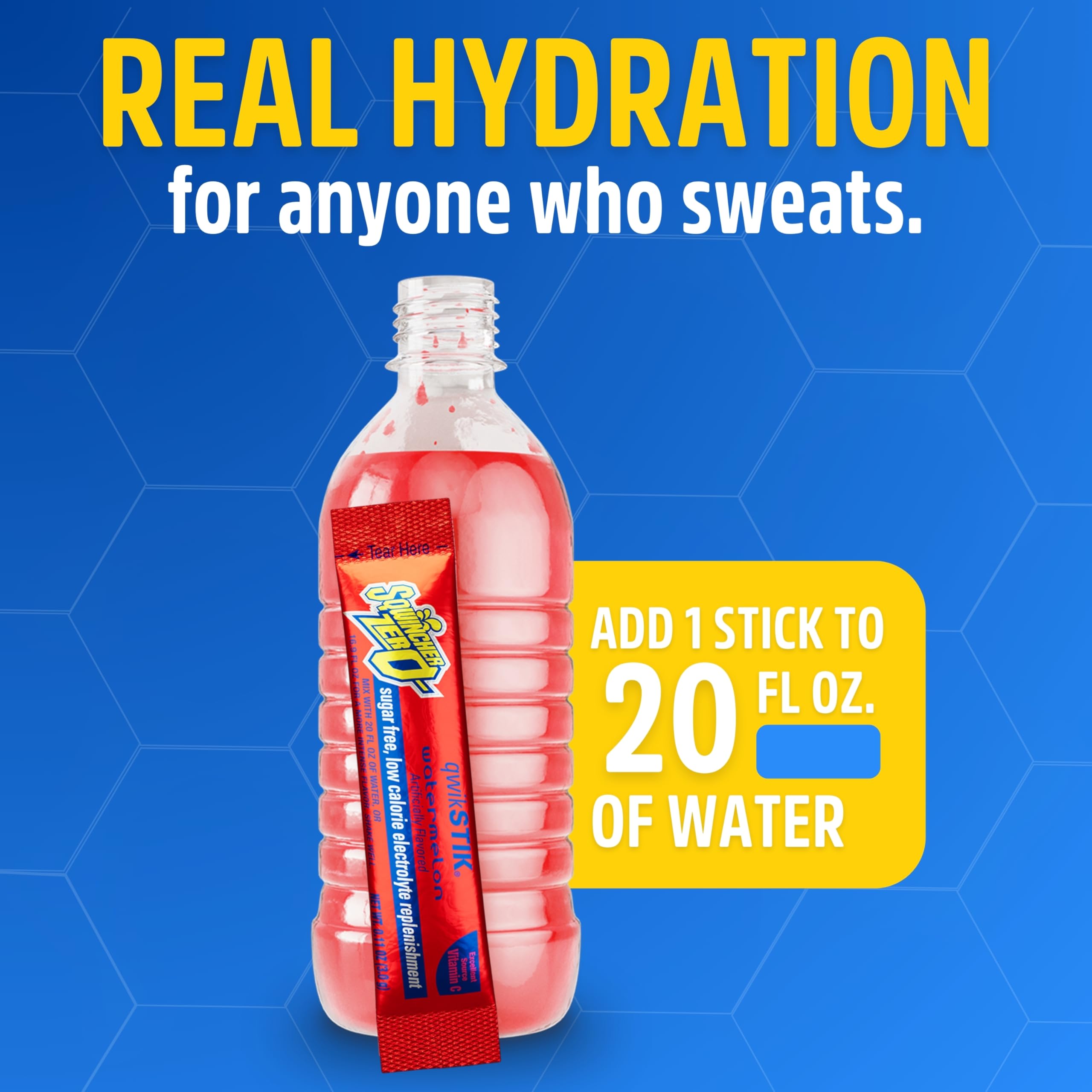 Sqwincher Zero Qwik Stik Watermelon in bottle for quick workout hydration.