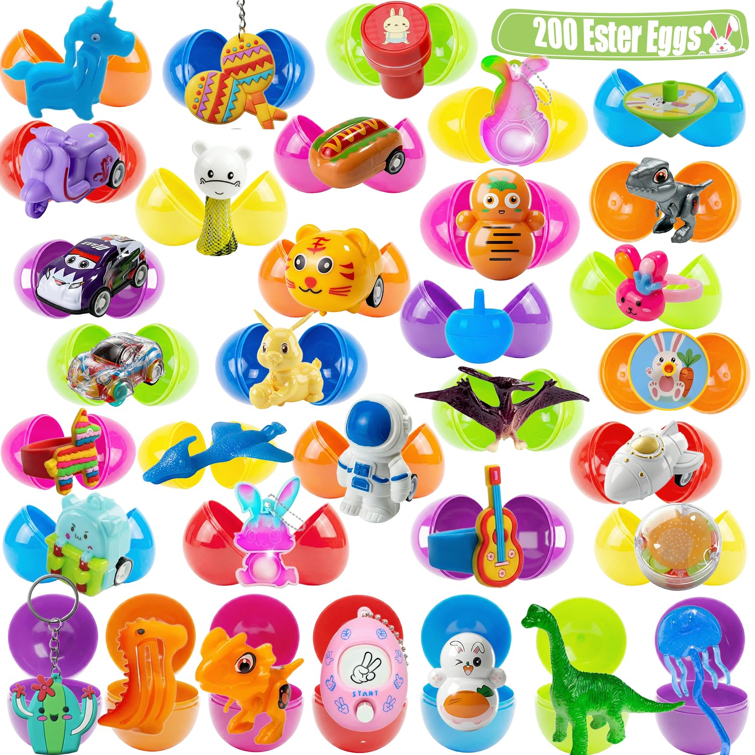 SQZUWIT Easter eggs 200pcs filled with toys inside for playful party fillers