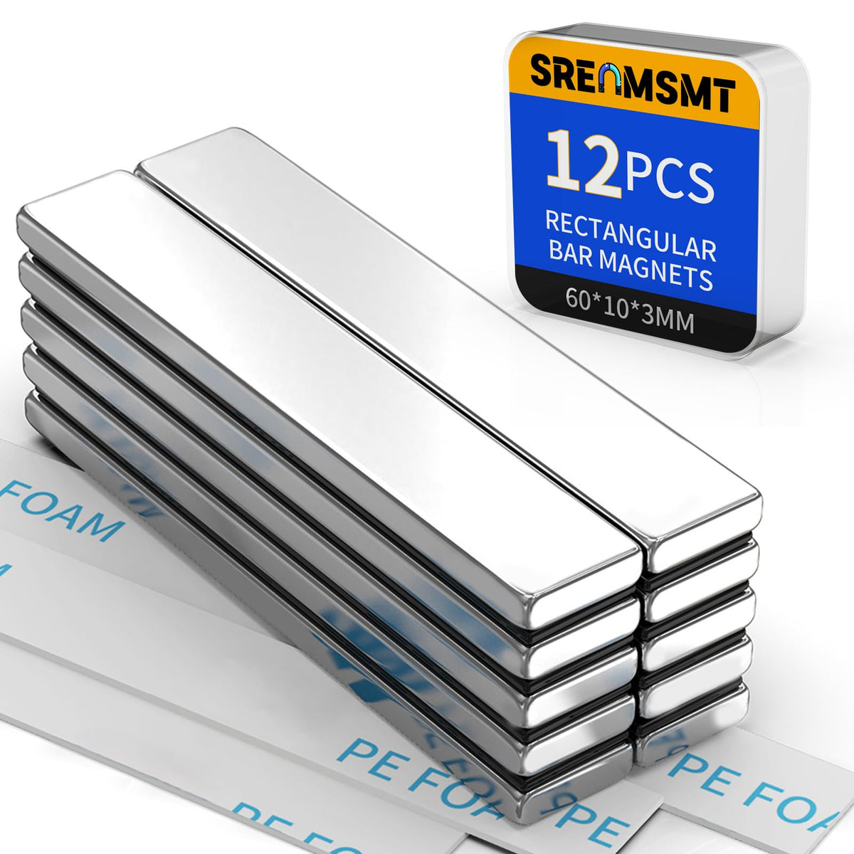SRENMSMT neodymium bar magnet with compact size for fridge organization.