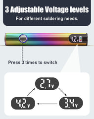 SRIBOO USB-C rechargeable soldering pen for cordless on-the-go projects.