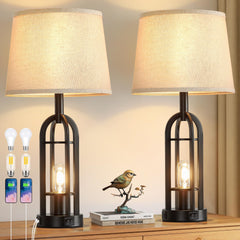 SRJJA black table lamps set 2 for living room offer warm ambience